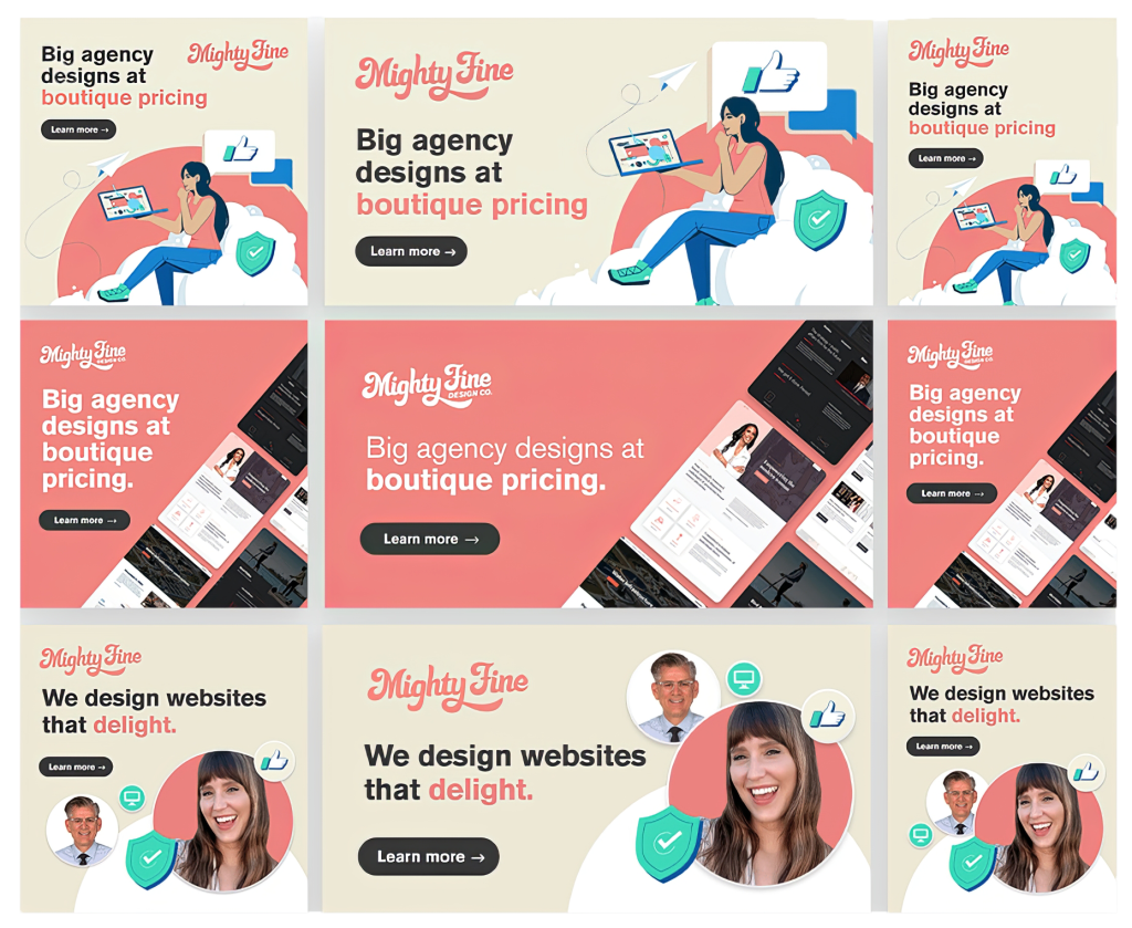 contact sheet of discovery ads for mighty fine