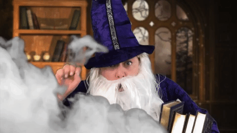 wizard disapearing in a cloud of smoke