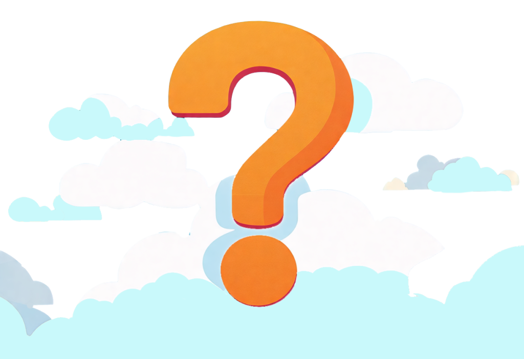 Question mark in the clouds