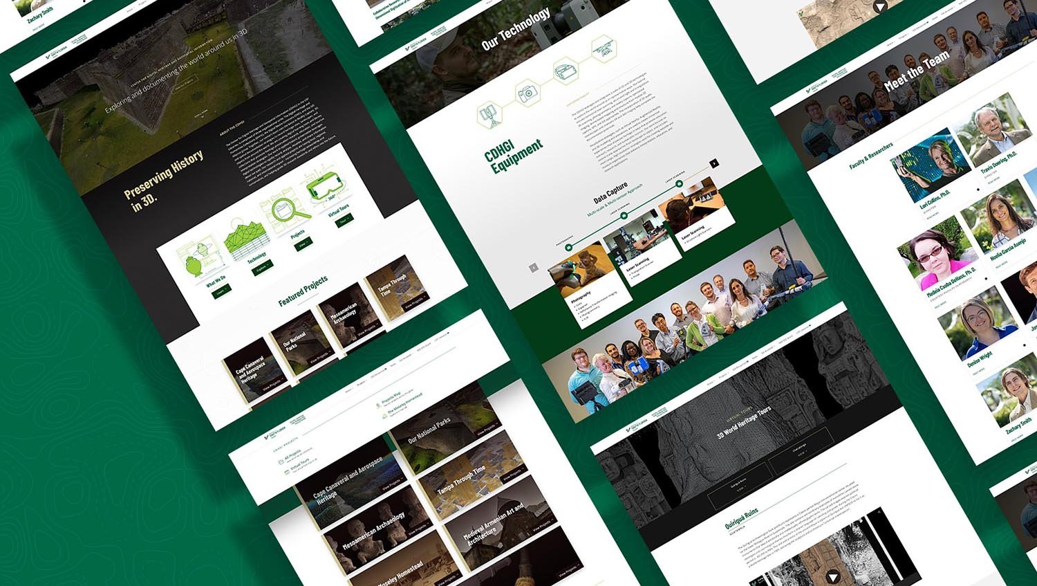 photograph of a grid of web pages that mighty fine created for USF 