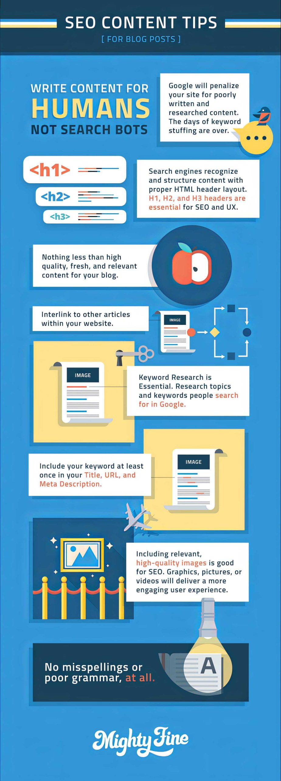SEO Content writing tips infographic for business blogging